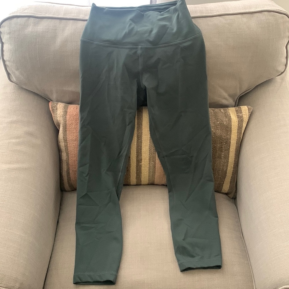 Lululemon Wunder Train Contour Fit HR Tight 25” (hemmed to 23”). Smoked Spruce